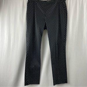 Lauren Ralph Lauren Black with White Polka Dot Ankle Length Pant 10
